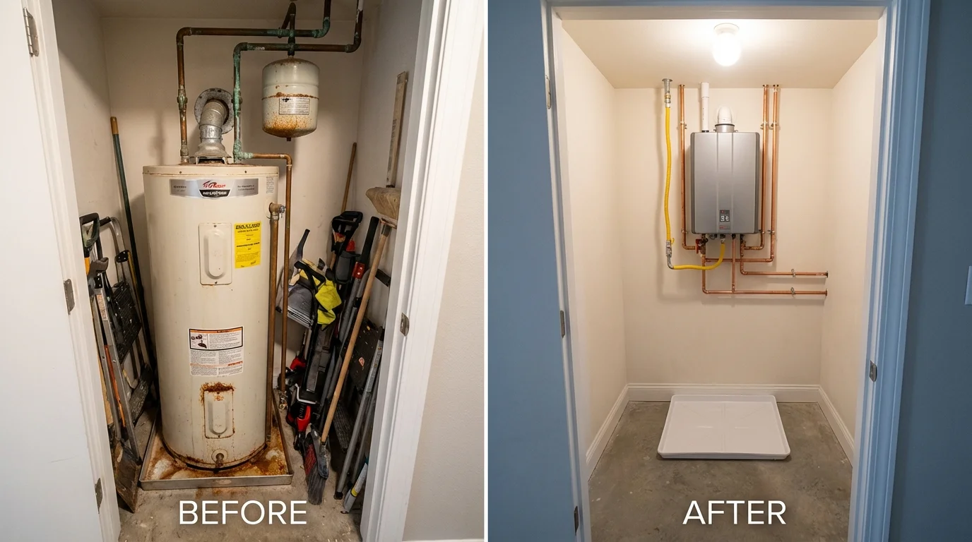 Tank water heater versus wall-mounted tankless unit comparison for Auburn, MI homeowners